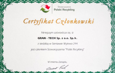 Miło nam poinformować, że 6 listopada 2025r. dołączyliśmy do grona członków Stowarzyszenia „Polski Recykling”.